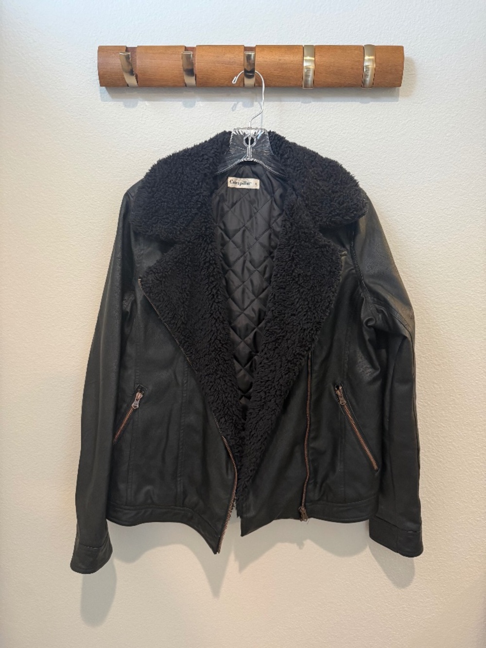 Cat Apparel Caterpillar Pleather Aviator Jacket